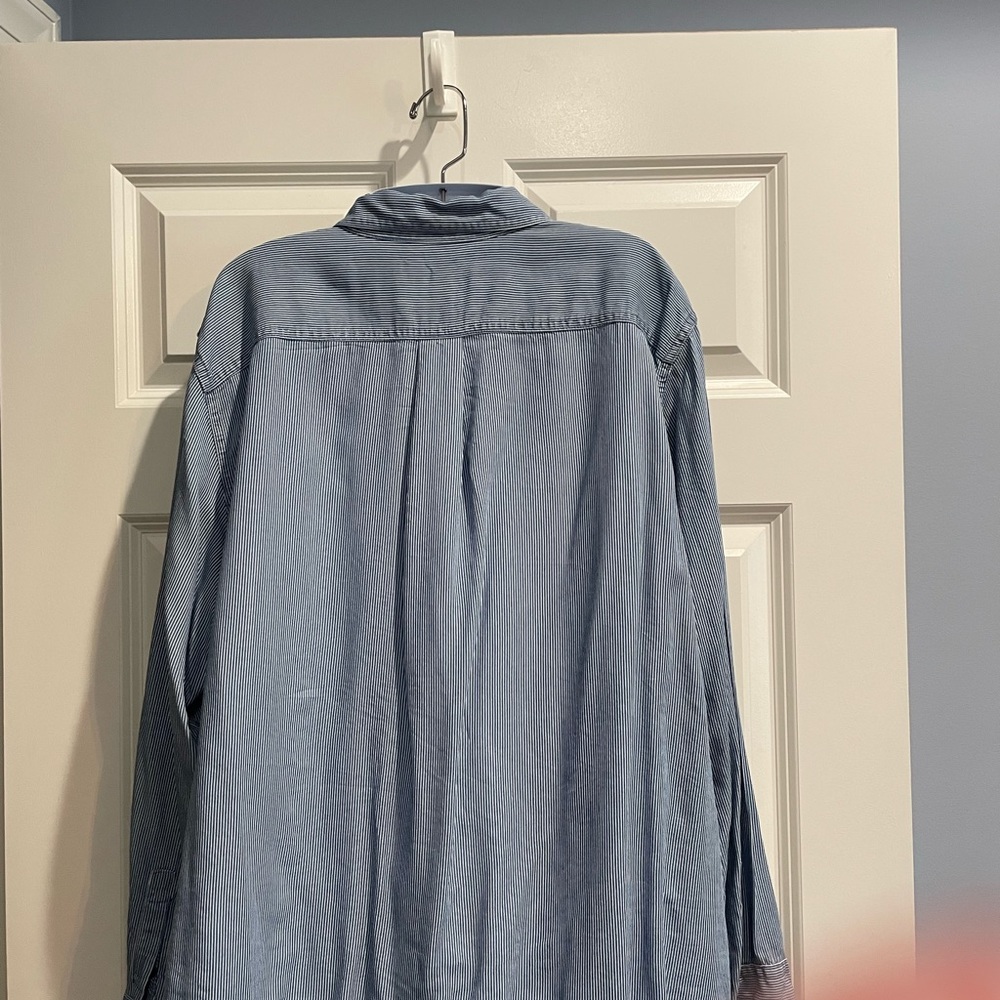 CHAPS Denim Blue and White Striped Shirt, Worn Once, Size 1X - Picture 2 of 3